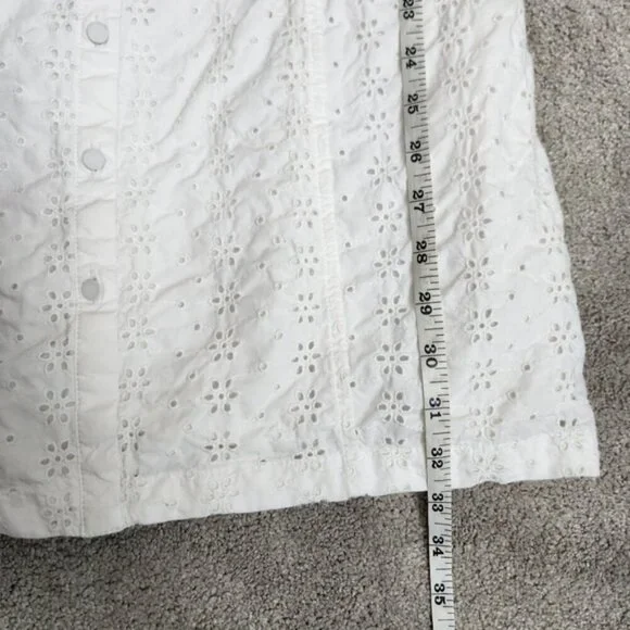 Gap White Peasant Eyelet Puff Sleeve Cotton Dress Size Small - Picture 12 of 15